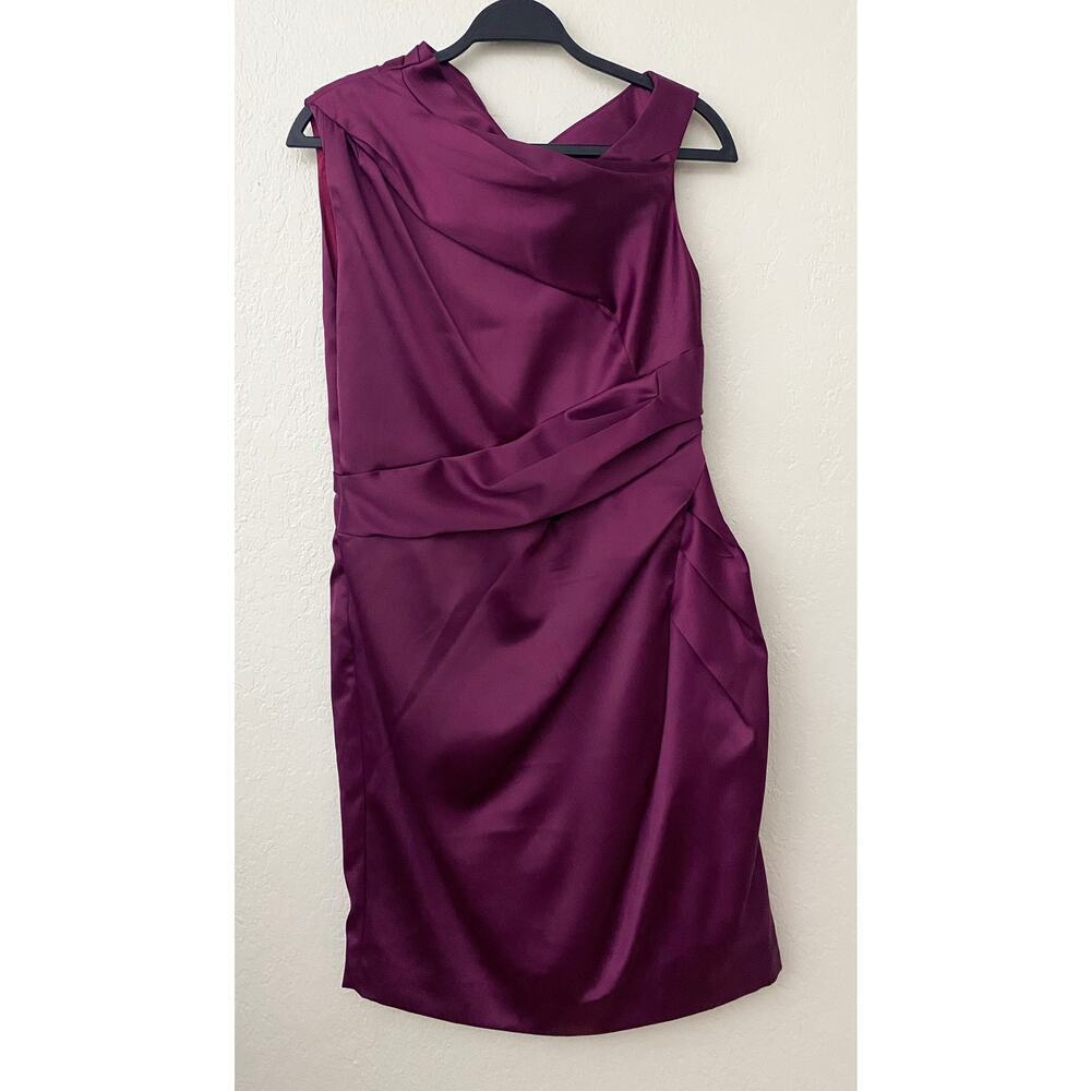 Noemie Women's Purple Satin Ruched Cocktail Formal Dress 12 Zipper Style DN044‎